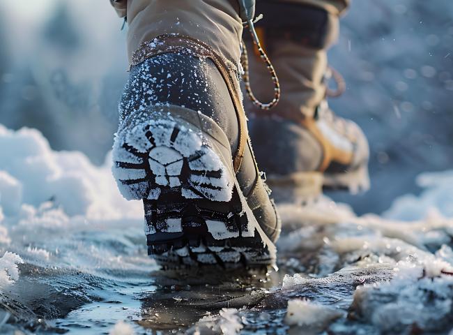 Wandelaar in de sneeuw