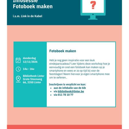 Infosessie Fotoboek maken © Canva Infosessie Fotoboek maken © Canva